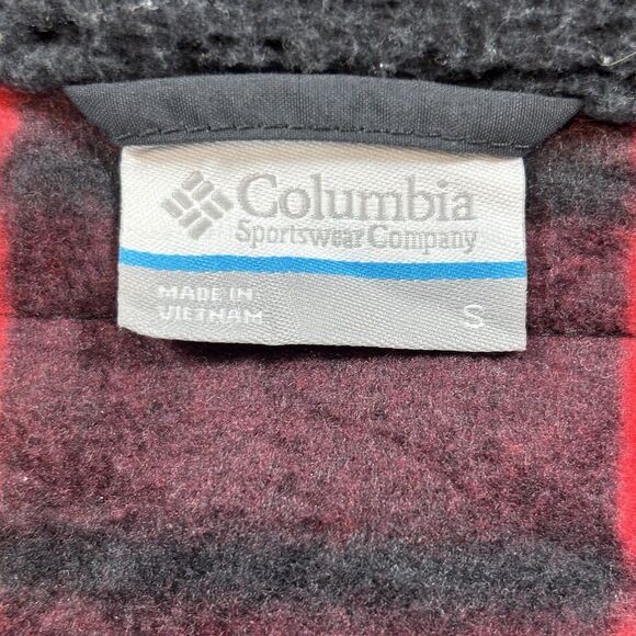 Columbia Fleece Jacket Women’s Small Red Buffalo Plaid Full Zip Pockets 1880321 - Picture 3 of 10